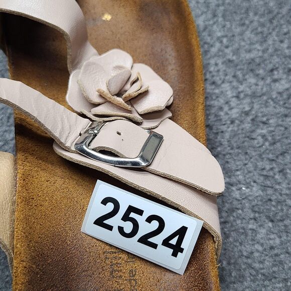 Sophia Milano Shoes Womens Size 10 Pink Leather Flower Slide Sandals Made Italy - Picture 8 of 8